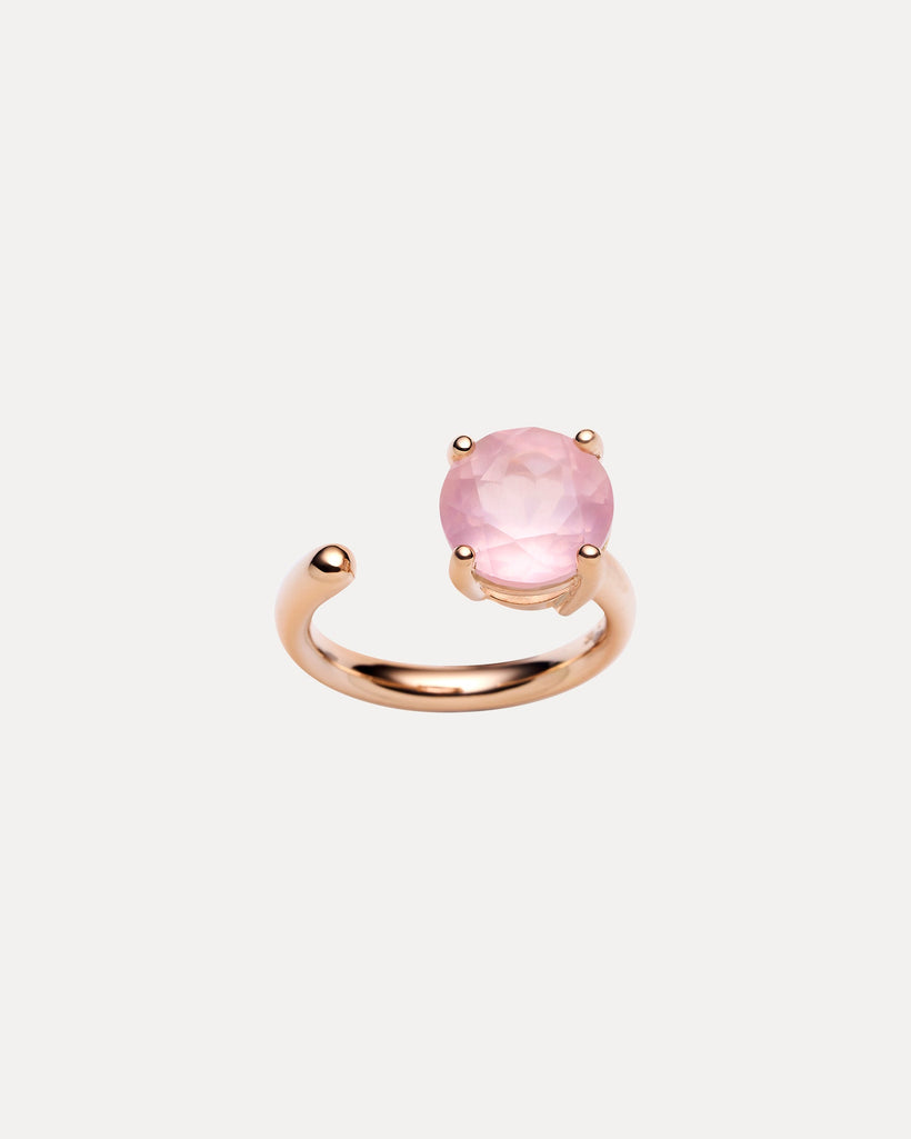 9CT ROSE QUARTZ CARLY RING