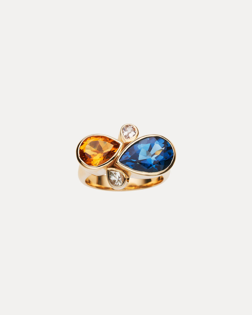 9CT MULTI-GEM ARETHA RING