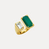 9CT YELLOW GOLD GREEN AMETHYST & GREEN AGATE RONA RING