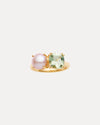 9CT GREEN AMETHYST & PINK PEARL DOLORES RING