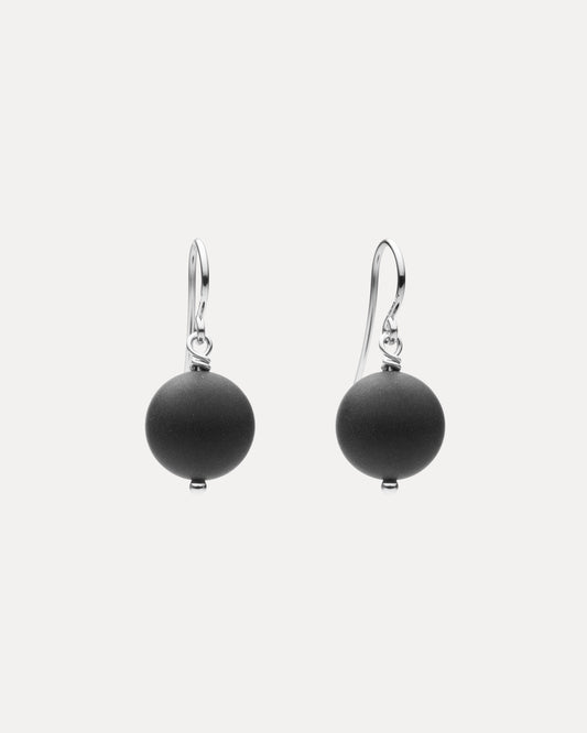 STERLING SILVER MATT ONYX EARRINGS