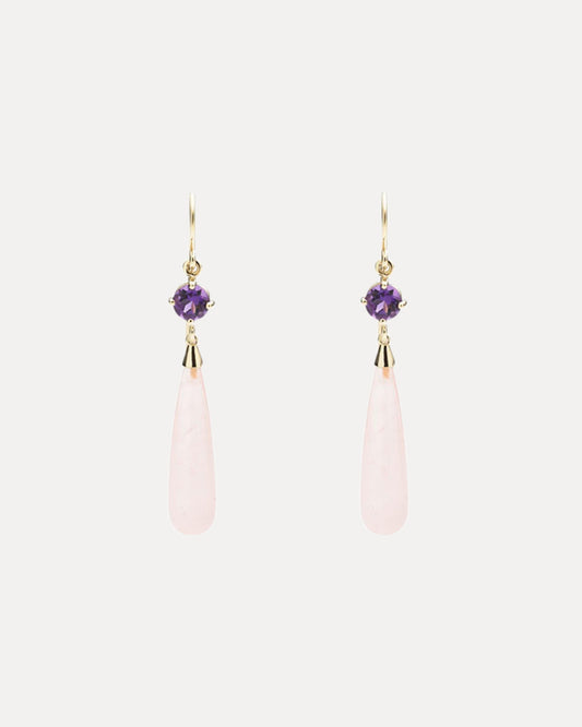 9CT ROSE QUARTZ & AMETHYST SALSA EARRINGS