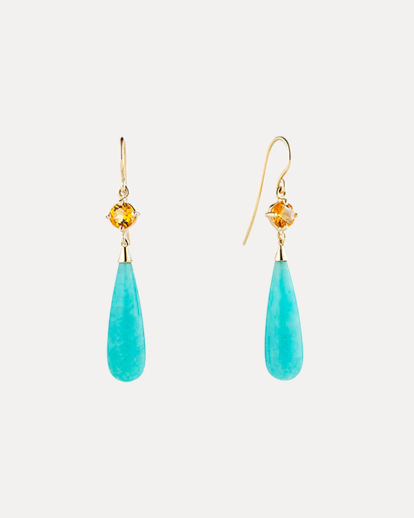 9CT AMAZONITE & CITRINE SALSA EARRINGS