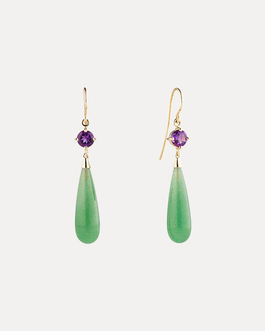 9CT AVENTURINE & AMETHYST SALSA EARRINGS