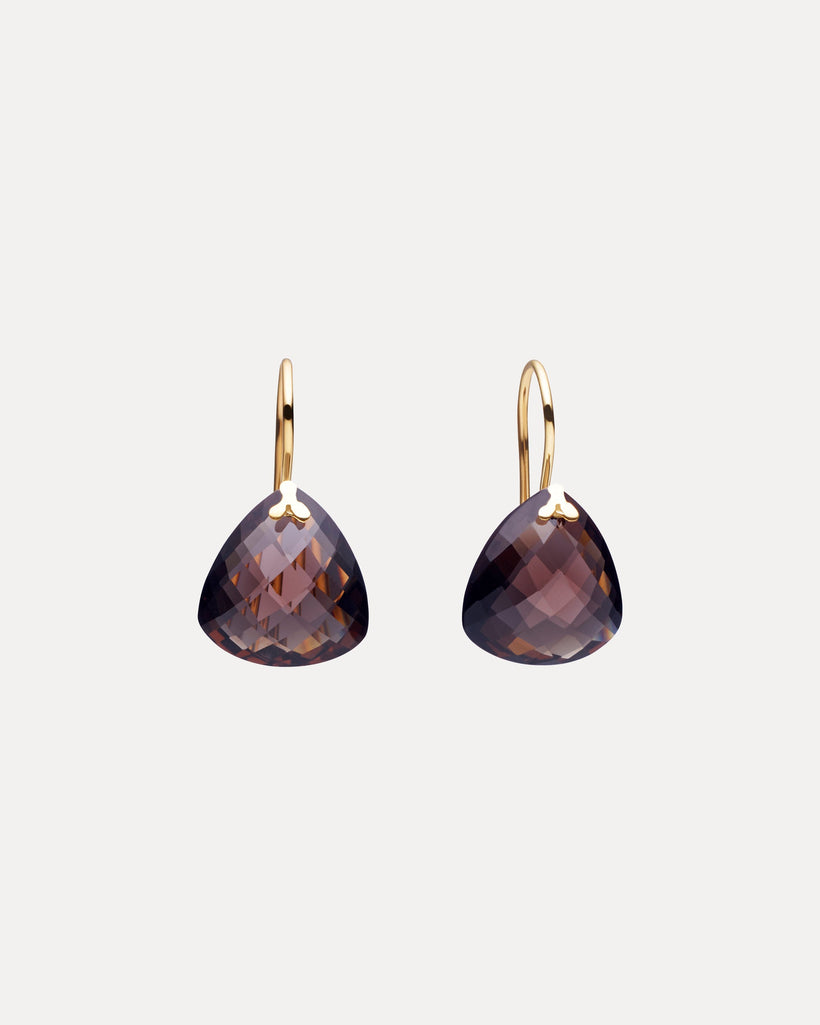 9CT SMOKY QUARTZ PALOS EARRINGS