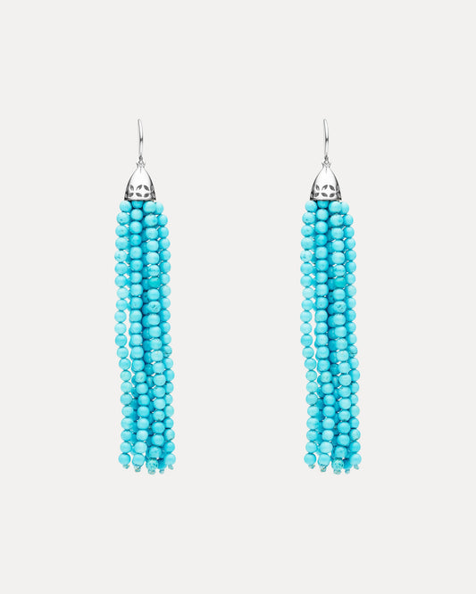 STERLING SILVER TURQUOISE GATSBY TASSEL EARRINGS