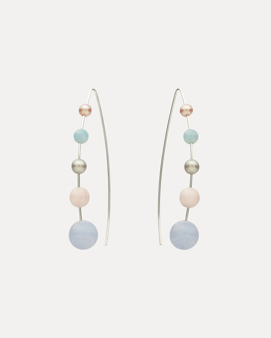 STERLING SILVER, BLUE LACE AGATE, PINK OPAL & AQUAMARINE MADELINE EARRINGS