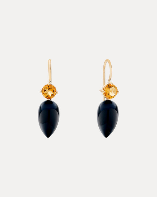 9CT ONYX & CITRINE TORQUAY EARRINGS