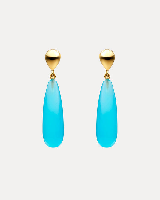 9CT BLUE CHALCEDONY TEARDROP BARRYMORE EARRINGS