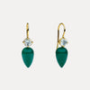 9CT YELLOW GOLD GREEN AGATE & GREEN AMETHYST BRIBIE EARRINGS