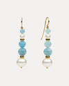 9CT & 14CT PEARL, AQUAMARINE & GOLD RONDELLE SILVERSTONE EARRINGS