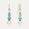 9CT & 14CT PEARL, AQUAMARINE & GOLD RONDELLE SILVERSTONE EARRINGS