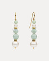 9CT & 14CT YELLOW GOLD PEARL, JADE & GOLD RONDELLE SILVERSTONE EARRINGS