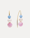 9CT KUNZITE, ANGELITE & PEARL ARENA EARRINGS