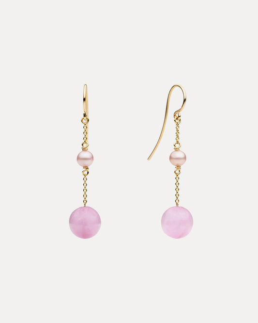 9CT KUNZITE & PINK PEARL CONWAY EARRINGS