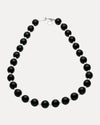 STERLING SILVER MATT ONYX AND FWP DENEUVE NECKLACE