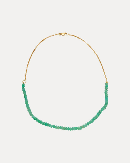 9CT YELLOW GOLD CHRYSOPRASE PORTMAN NECKLACE