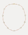 9CT GREEN AMETHYST & PEARL YORKE NECKLACE