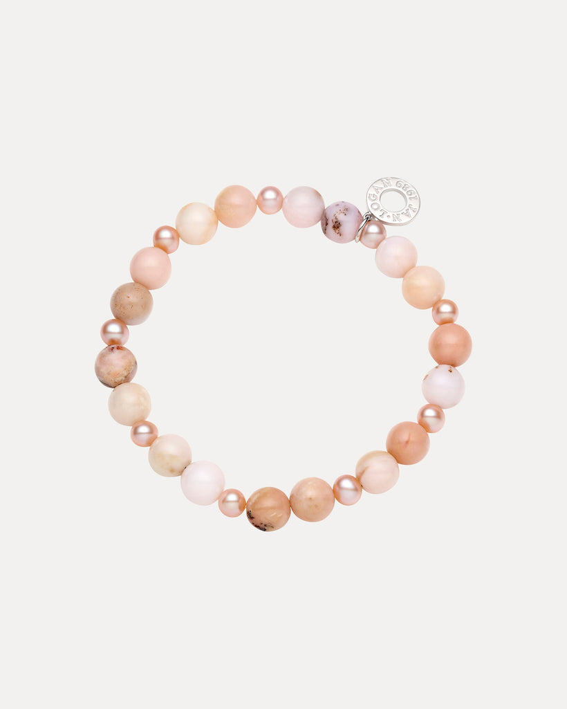 STERLING SILVER PINK OPAL & PEARL ELOISE BRACELET