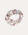 WHITE HAVEN ROSE QUARTZ, STRAWBERRY QUARTZ & PEARL 3 ROW BRACELET