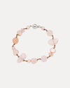 STERLING SILVER BLOSSOM PINK MORGANITE & PEARL BRACELET