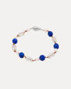 STERLING SILVER LAPIS, PEARL & GREEN AMETHYST BRIBIE BRACELET