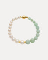 9CT YELLOW GOLD PEARL, JADE & GOLD RONDELLE SILVERSTONE BRACELET