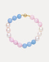 9CT KUNZITE, ANGELITE & PEARL ARENA BRACELET