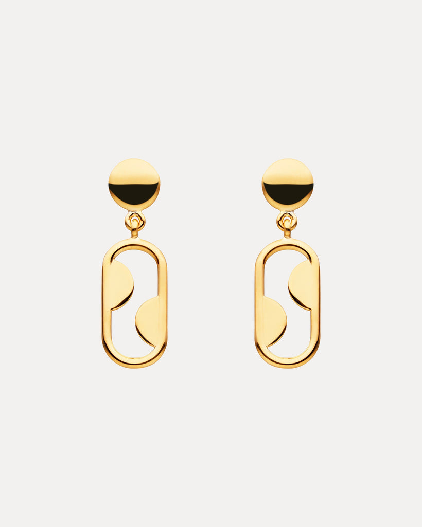 9CT YELLOW GOLD OTTO LONG DROP STUD EARRINGS