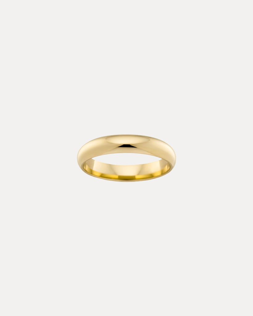 18CT YELLOW GOLD 4MM HIGH DOME WEDDER