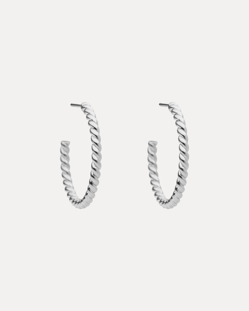 STERLING SILVER DONNA HOOP EARRINGS (LG)