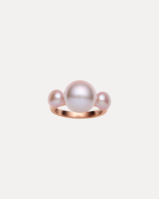 9CT ROSE GOLD TRIPLE PINK PEARL RING