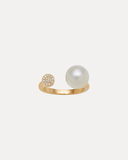 18CT YELLOW GOLD SOUTH SEA PEARL & DIAMOND ALLIRA RING