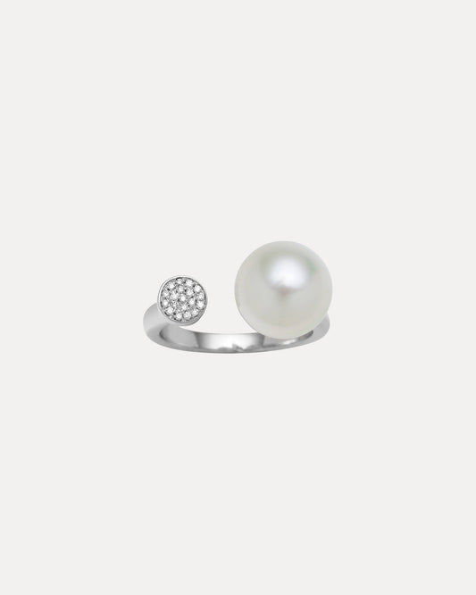 18CT SOUTH SEA PEARL & DIAMOND ALLIRA RING