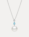 BESPOKE 18CT SOUTH SEA PEARL, AQUAMARINE & DIAMOND PENDANT