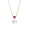 BESPOKE 18CT YELLOW GOLD PINK TOURMALINE AND SOUTH SEA PEARL PENDANT