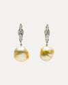 BESPOKE 18CT CIENEGA GOLD SOUTH SEA PEARL & DIAMOND EARRINGS