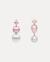 BESPOKE 18CT ROSE GOLD SOUTH SEA PEARL, MABE & PINK MORGANITE NUMINOUS EARRINGS