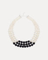 STERLING SILVER PEARL & ONYX TRIBELLA NECKLACE