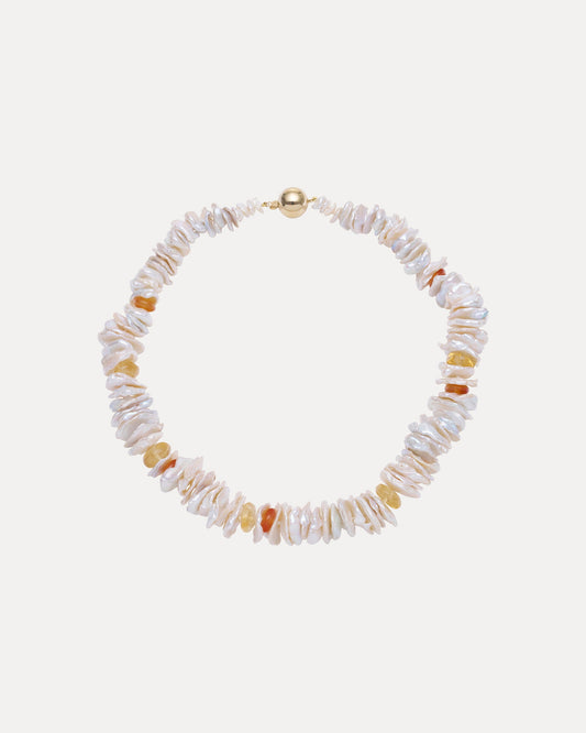 KESHI PEARL CITRINE & CORNELIAN TOMACELLI NECKLACE