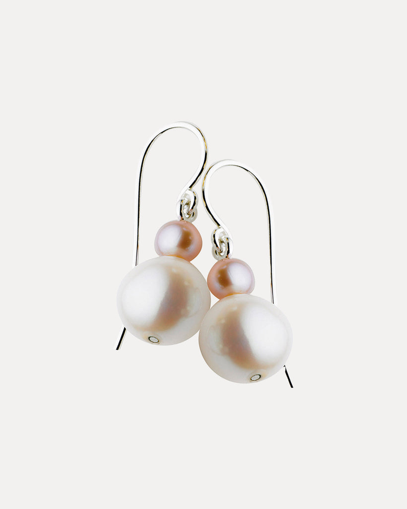 STERLING SILVER PINK & WHITE PEARL OAKVILLE EARRINGS