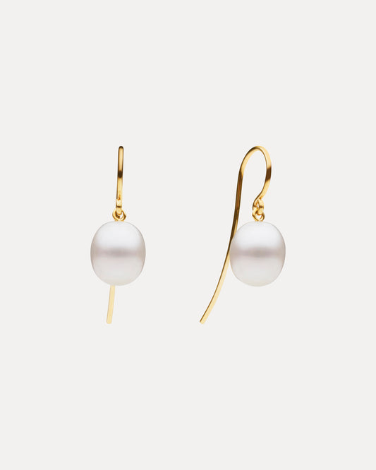 9CT YELLOW GOLD PEARL SHEPHERD HOOK EARRINGS