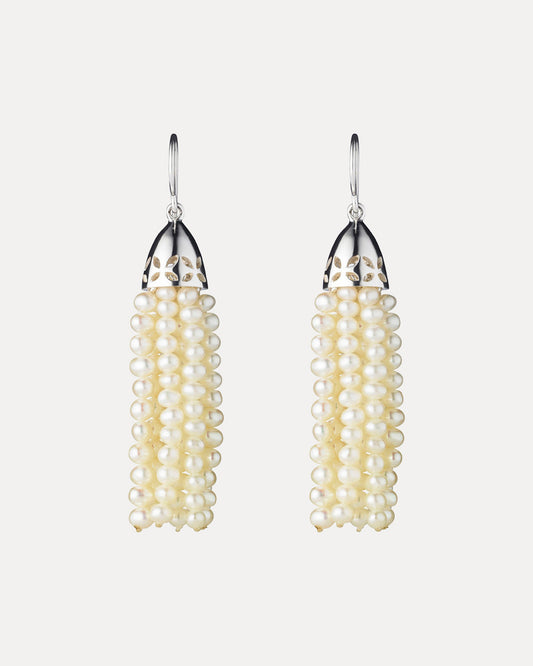 STG SILVER PEARL GATSBY (3CM) TASSEL EARRINGS