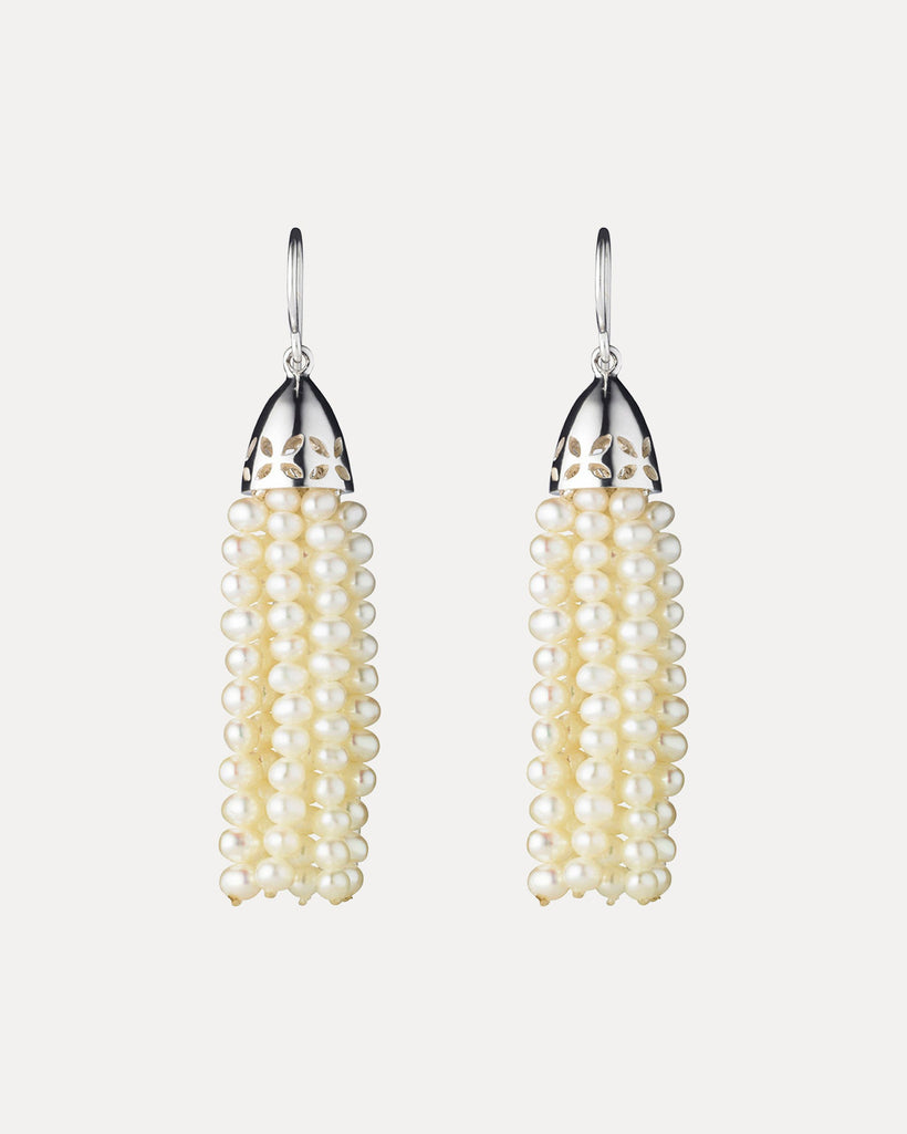 STG SILVER PEARL GATSBY (3CM) TASSEL EARRINGS