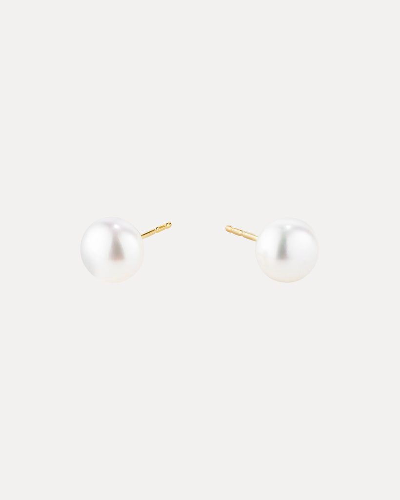 9CT 7-7.5MM WHITE FRESHWATER PEARL BUTTON STUD EARRINGS