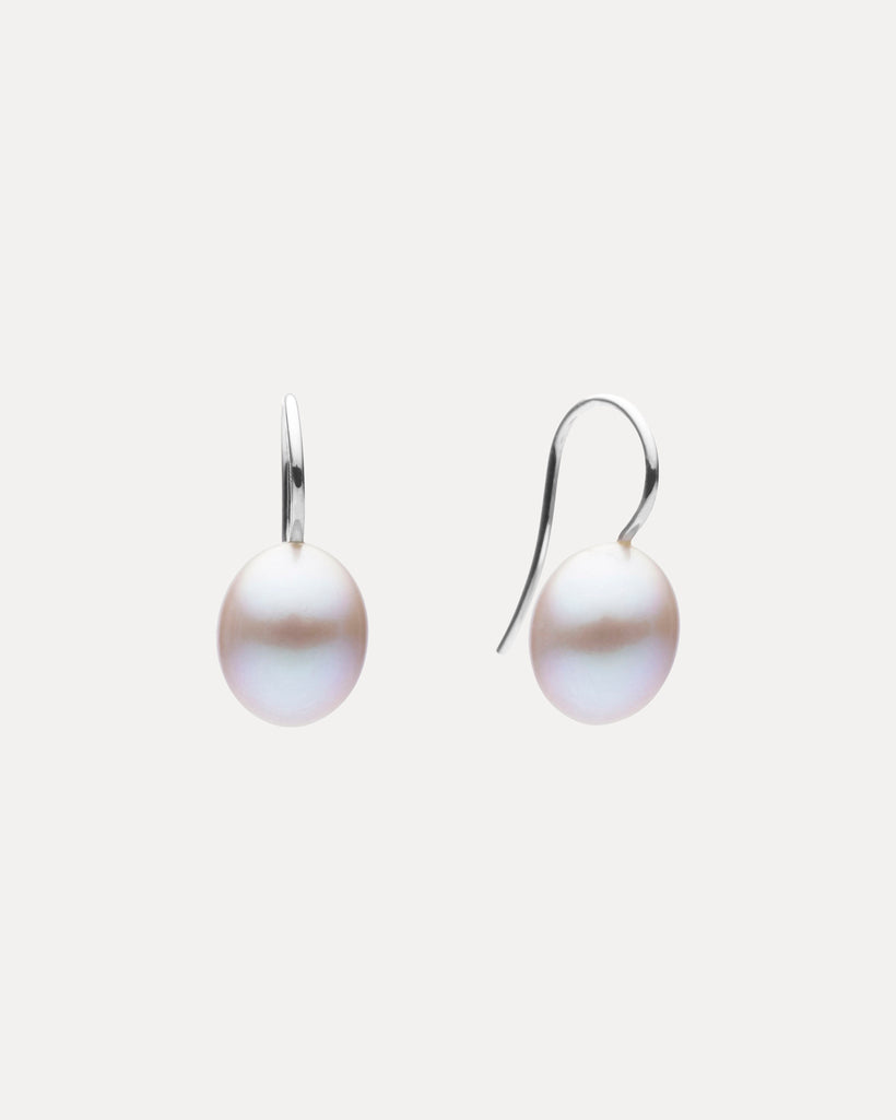 STERLING SILVER PEARL FIXED HOOK EARRINGS