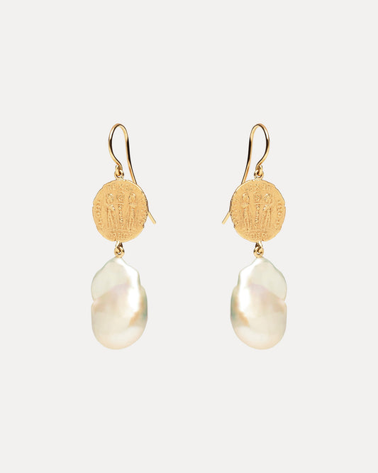 9CT BAROQUE PEARL MEDICI EARRINGS