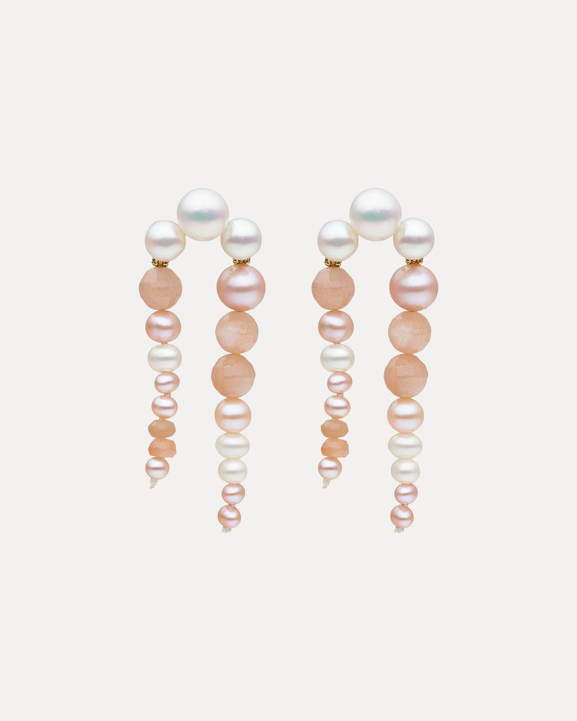 9CT PEARL & MOONSTONE WEIR EARRINGS