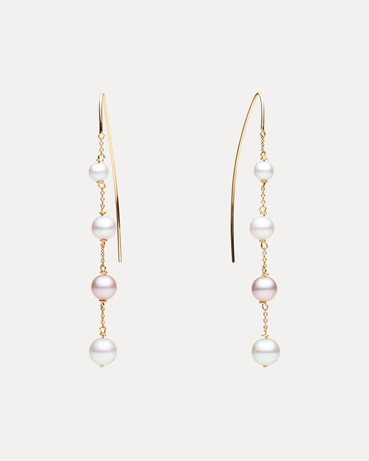 9CT PINK & WHITE PEARL PARADISE CIRCUS DROP EARRINGS