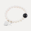 STERLING SILVER ONYX & FRESHWATER PEARL BRACELET